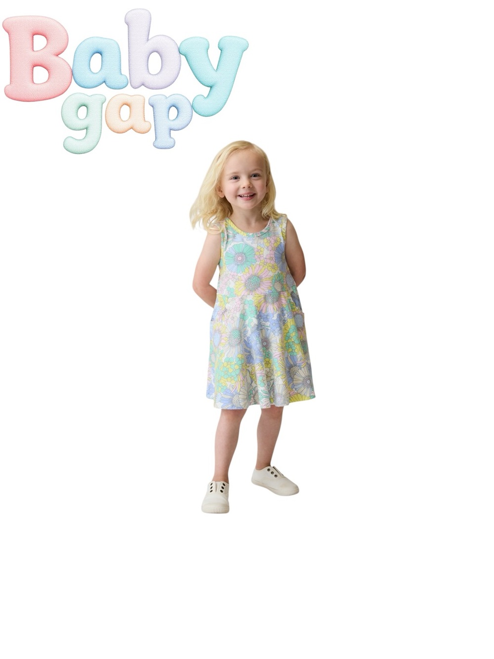 GAP Pastel Floral Sleeveless Dress - Blue, Yellow, Pink, Green size 5